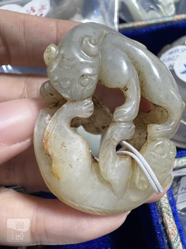清 玉双獾、玉螭龙纹坠 - 图4